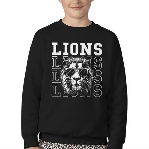 Vintage Lions School Spirit Fan Team Back To School Youth Crewneck Sweatshirt - Savourry