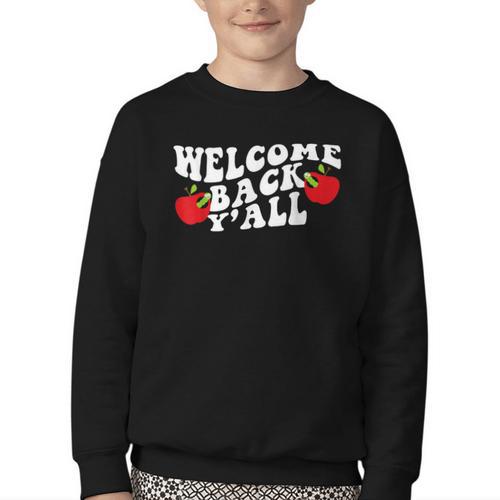 Welcome Back To School Happy First Day Of School 2025 2026 Youth Crewneck Sweatshirt - Savourry