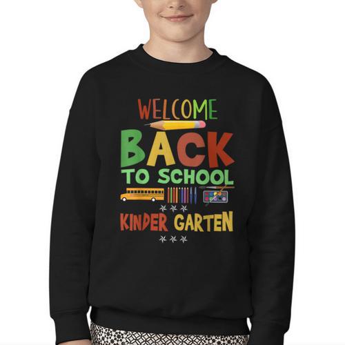 Welcome Back To School Kinder Garten First Day Of School Kid Youth Crewneck Sweatshirt - Savourry