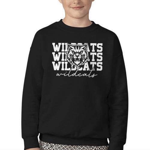 Wildcats School Spirit Fan Team Back To School Youth Crewneck Sweatshirt - Savourry