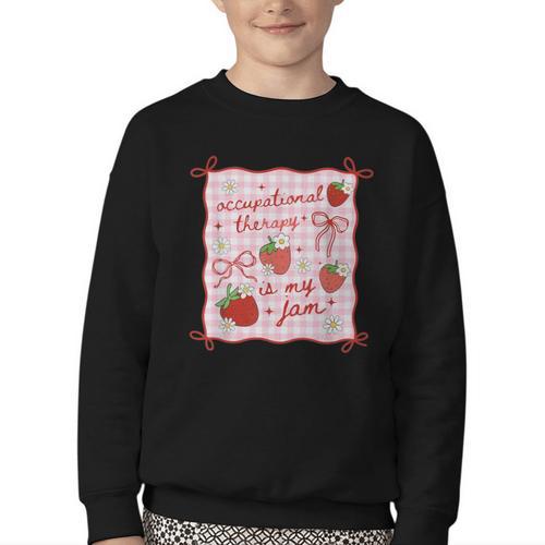Women Occupational Therapy Cute Strawberry OT Back To School Youth Crewneck Sweatshirt - Savourry