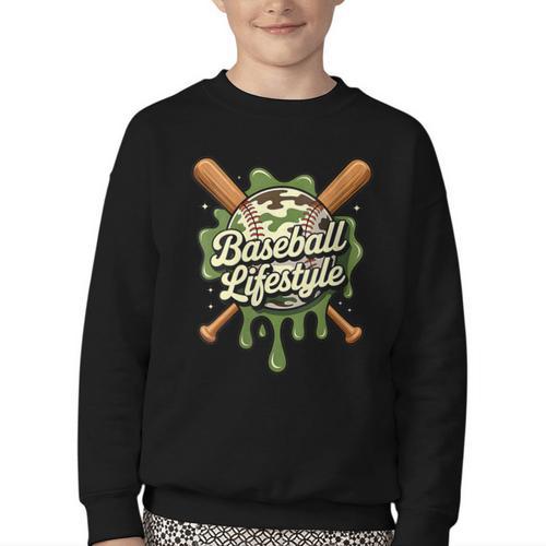 Women's Baseball Life Style 101 Apparel Youth Drip Baseball Boys Kid Youth Crewneck Sweatshirt - Sportilla