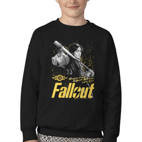 Women's Fallout TV Series Lucy Do Unto Others Baseball Bat Gamer Youth Crewneck Sweatshirt - Sportilla