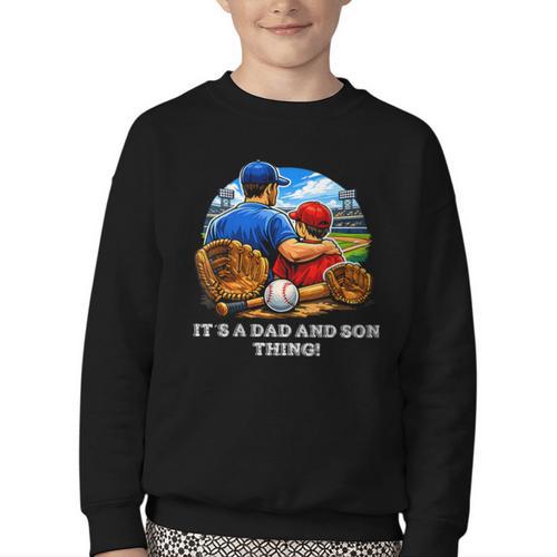 Women's Father Son Baseball Father's Day Youth Crewneck Sweatshirt - Sportilla