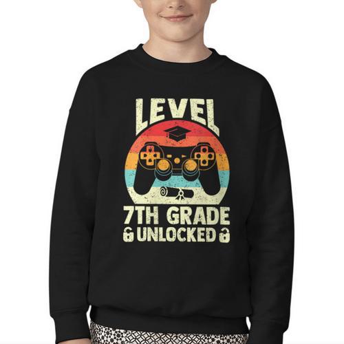 Women's Level 7th Grade Unlocked Back To School 7th Grade Boys Youth Crewneck Sweatshirt - Savourry
