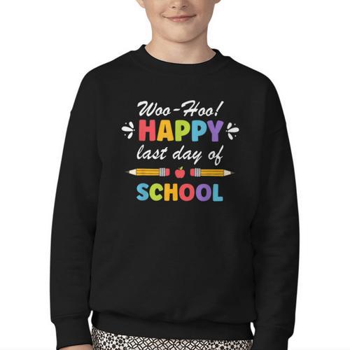 Woo-Hoo Happy Last Day Of School Fun Back To School Youth Crewneck Sweatshirt - Savourry