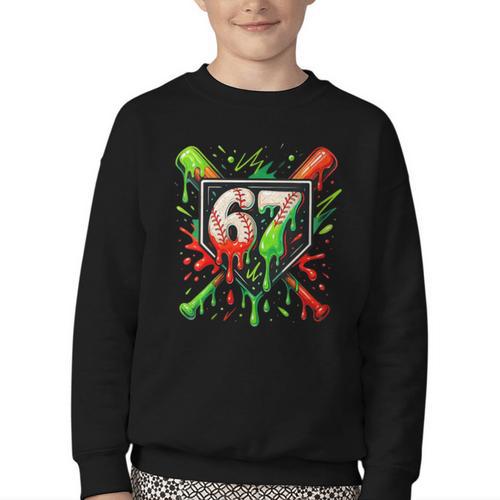Xmas Baseball Six Seven 67 Meme Ice Cream Drip Men Women Youth Crewneck Sweatshirt - Sportilla