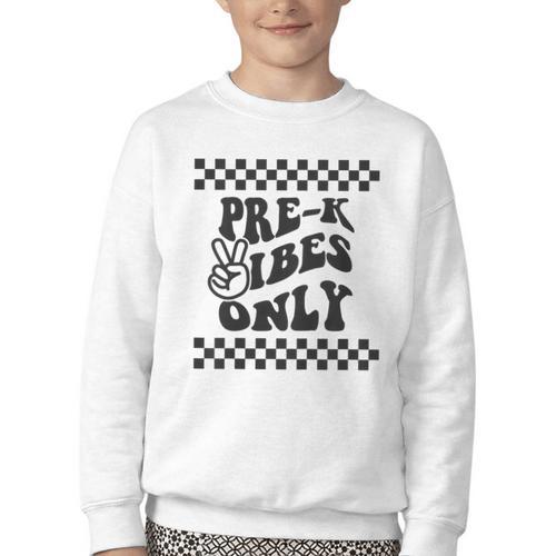 1st Day Of Prek Vibes Only Girls Back To School Pre K Boys Youth Crewneck Sweatshirt - Savourry