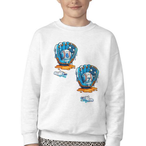 6-7 Meme Baseball Drip Team Glove Catcher Ice Cream Youth Crewneck Sweatshirt - Sportilla