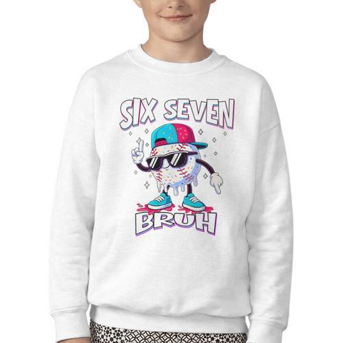 67 Meme Six Seven Baseball Ice Cream Drip Girls Boys Premium Tri-Blend Youth Crewneck Sweatshirt - Sportilla