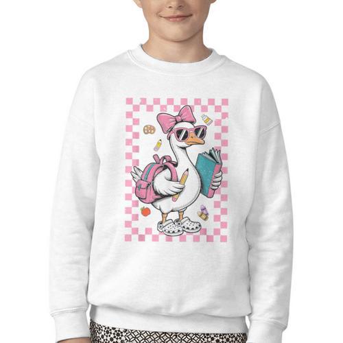 Back To School Goose First Day Of School Boy Girl Youth Crewneck Sweatshirt - Savourry