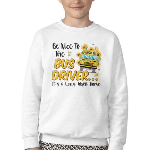 Back To School Be Nice To The Bus Driver Magic School Bus Youth Crewneck Sweatshirt - Savourry