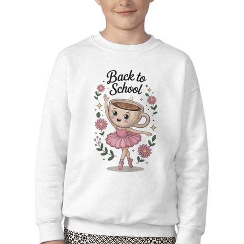 Ballerina Cappuccina Girls Italian Brainrot Back To School Youth Crewneck Sweatshirt - Savourry