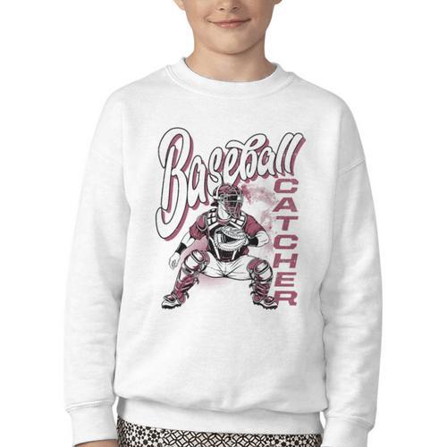 Baseball Catcher Gear Home Plate Premium Tri-Blend Youth Crewneck Sweatshirt - Sportilla