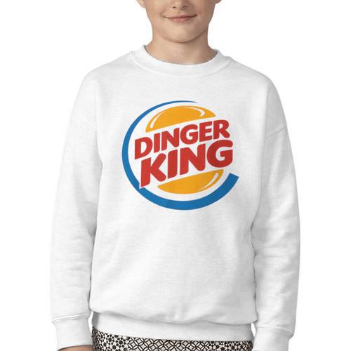 Baseball Dinger King Logo For Home Run Players And Fan Youth Crewneck Sweatshirt - Sportilla