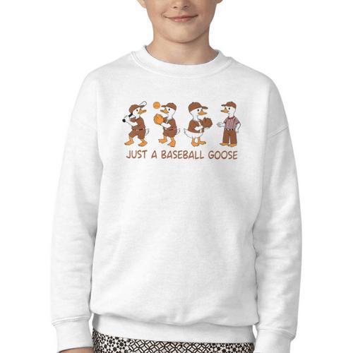 Baseball Goose Baseball Silly Goose Game Day Sports Youth Crewneck Sweatshirt - Sportilla