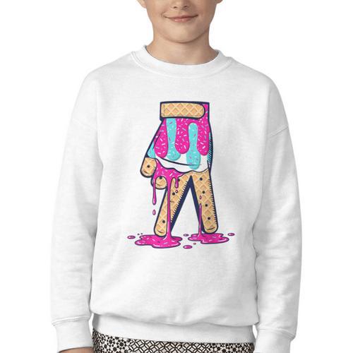 Baseball Ice Cream Drip Boys Glove Sprinkles Baseball Lover Youth Crewneck Sweatshirt - Sportilla