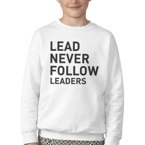Baseball Lead Never Follow Leaders Team Captain Leadership Premium Tri-Blend Youth Crewneck Sweatshirt - Sportilla