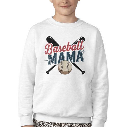 Baseball Mama Squad Proud Sports Mom Game Day Youth Crewneck Sweatshirt - Sportilla