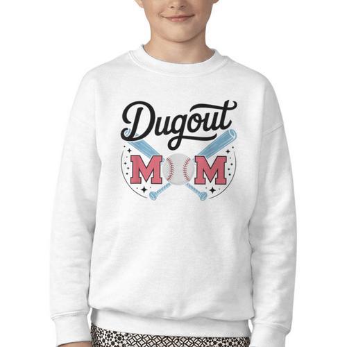 Baseball Mom – Proud Dugout Supporter Youth Crewneck Sweatshirt - Sportilla