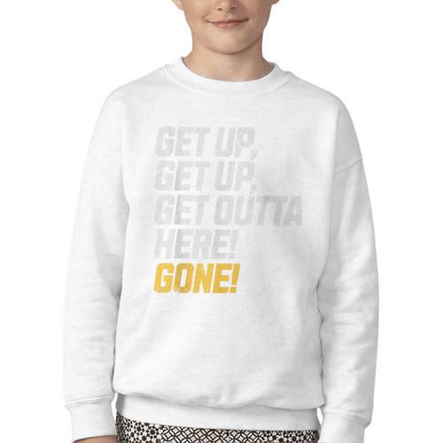 Baseball Player Get Up Get Outta Here Gone Home Run Youth Crewneck Sweatshirt - Sportilla