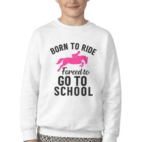 Born To Riding Forced To Go To School Back To School Youth Crewneck Sweatshirt - Savourry
