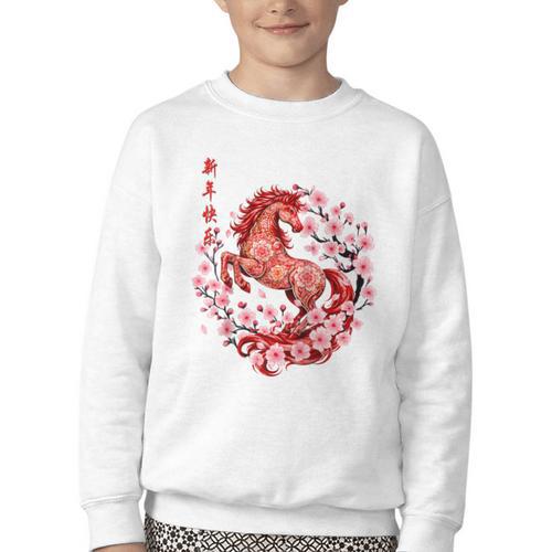 Chinese New Year 2026 Year Of The Horse Raglan Baseball Tee Youth Crewneck Sweatshirt - Sportilla