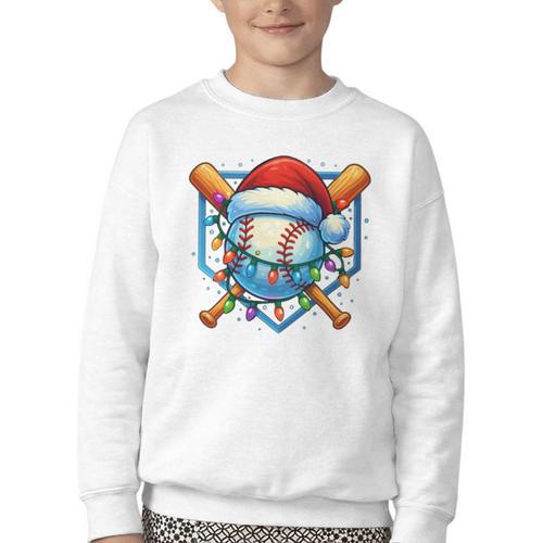 Christmas Baseball Drip For Boys Kids Ice Cream Drip Youth Crewneck Sweatshirt - Sportilla
