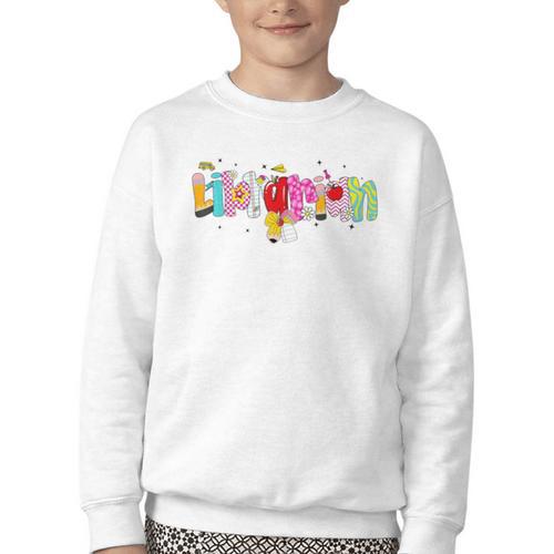 Coquette Pencil Bow Librarian Back To School Bookworm Youth Crewneck Sweatshirt - Savourry
