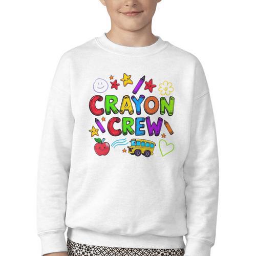 Crayon Crew Cute Back To School Youth Crewneck Sweatshirt - Savourry