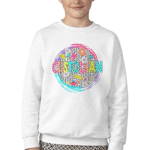 Cute Custodian Shirt First Day Of School Back To School Gift Youth Crewneck Sweatshirt - Savourry