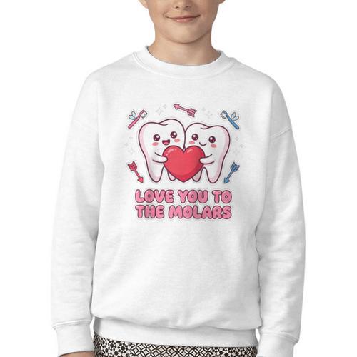 Cute Dentist Valentine Love You To The Molars Teeth Pun Raglan Baseball Tee Youth Crewneck Sweatshirt - Sportilla