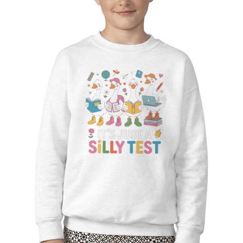 Cute Geese Silly Test Back To School Student Motivation Youth Crewneck Sweatshirt - Savourry