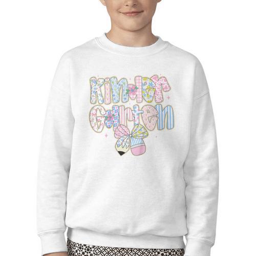 Cute Preppy Back To School Floral Kindergarten For Girls Youth Crewneck Sweatshirt - Savourry