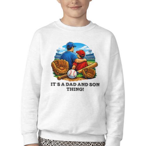 Father Son Baseball Father's Day Youth Crewneck Sweatshirt - Sportilla