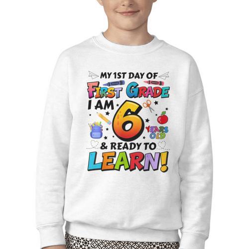 First 1st Grade First Day Of School Back To School Kids Youth Crewneck Sweatshirt - Savourry