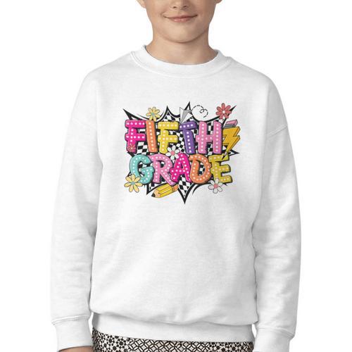 First Day Of School Fifth Grade Back To School Kids Youth Crewneck Sweatshirt - Savourry