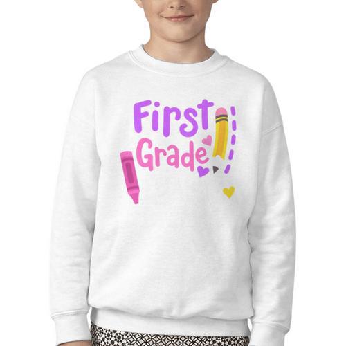 First Grade Diva Welcome Back To School 1st Grade Kids Performance Youth Crewneck Sweatshirt - Savourry