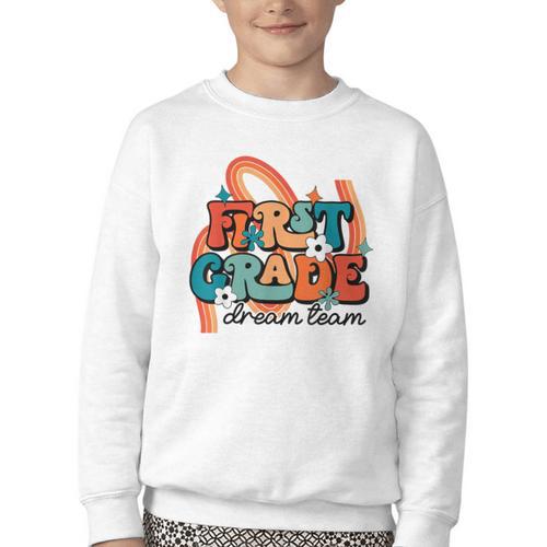 First Grade Dream Team First Day Of 1st Grade Back To School Youth Crewneck Sweatshirt - Savourry