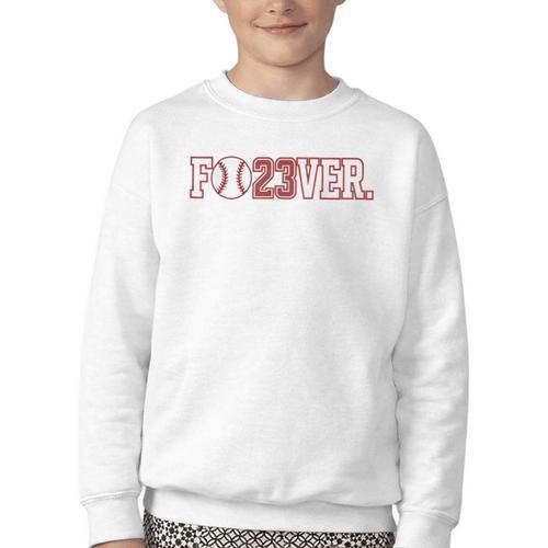Fo23ver Baseball Sports Fan 23 Forever Youth Crewneck Sweatshirt - Sportilla