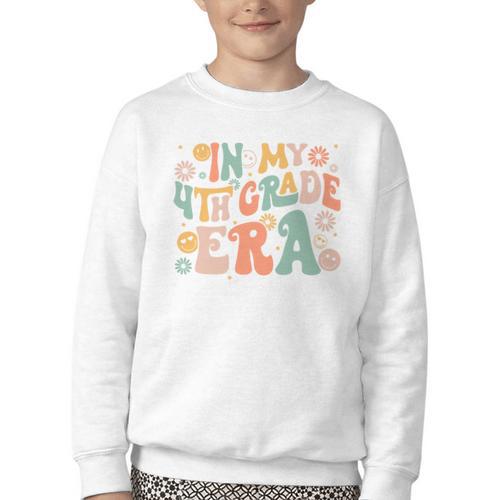 In My Fourth Grade Era Retro 4th Grade Back To School Youth Crewneck Sweatshirt - Savourry