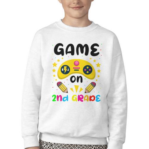 Game On 2nd Grade Cute Video Gamer Back To School 2026 Kids Youth Crewneck Sweatshirt - Savourry