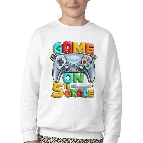 Game On 5th Grade Back To School 5th Grade Level Unlocked Performance Youth Crewneck Sweatshirt - Savourry