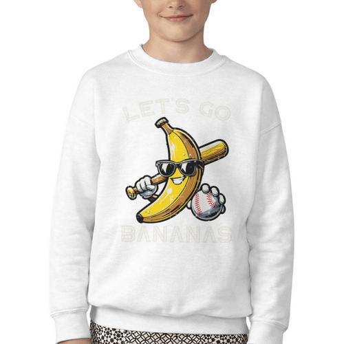 Lets Go Bananas Baseball Retro Sports Boys Kids Men Youth Premium Tri-Blend Youth Crewneck Sweatshirt - Sportilla