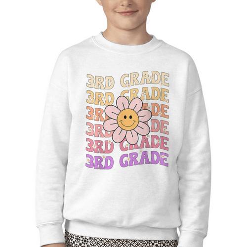 Groovy 3rd Grade Back To School Retro Groovy Third Grade Youth Crewneck Sweatshirt - Savourry