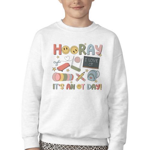 Hooray It’s An OT Day Occupational Therapy Back To School Premium Tri-Blend Youth Crewneck Sweatshirt - Savourry
