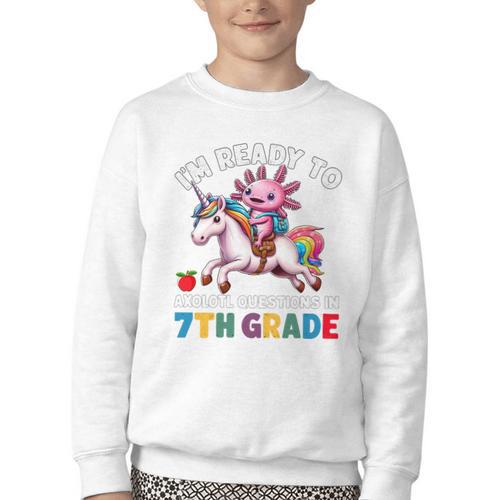 I'm Ready To Axolotl Questions In 7th Grade Back To School Premium Tri-Blend Youth Crewneck Sweatshirt - Savourry