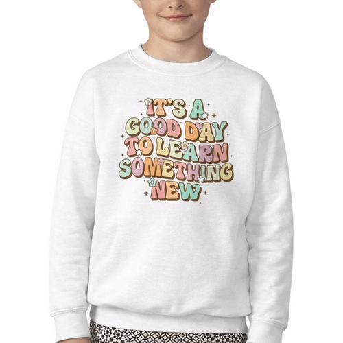 It's A Good Day To Learn Something New Retro Back To School Premium Tri-Blend Youth Crewneck Sweatshirt - Savourry