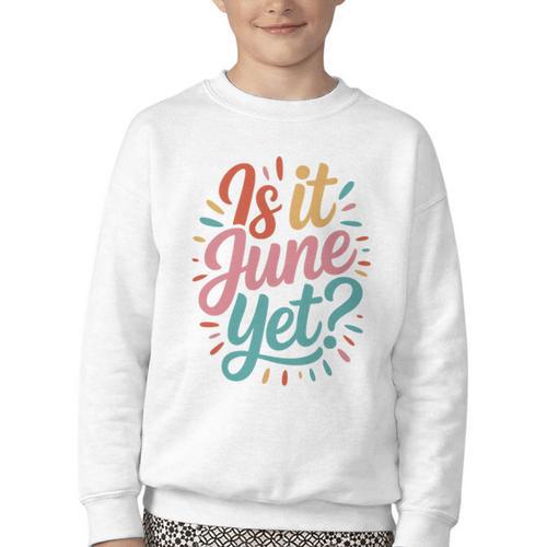 Is It June Yet Back To School Student Groovy Kids Premium Tri-Blend Youth Crewneck Sweatshirt - Savourry