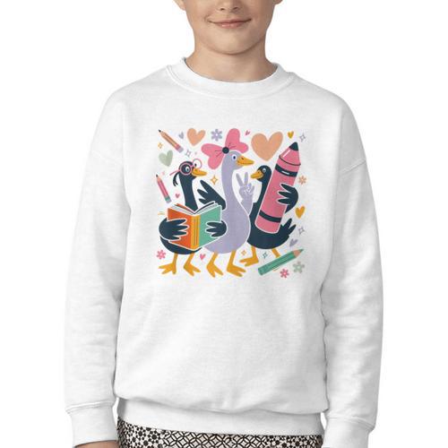 Kindergarten 1st Grade Goose Back To School Girls Youth Crewneck Sweatshirt - Savourry